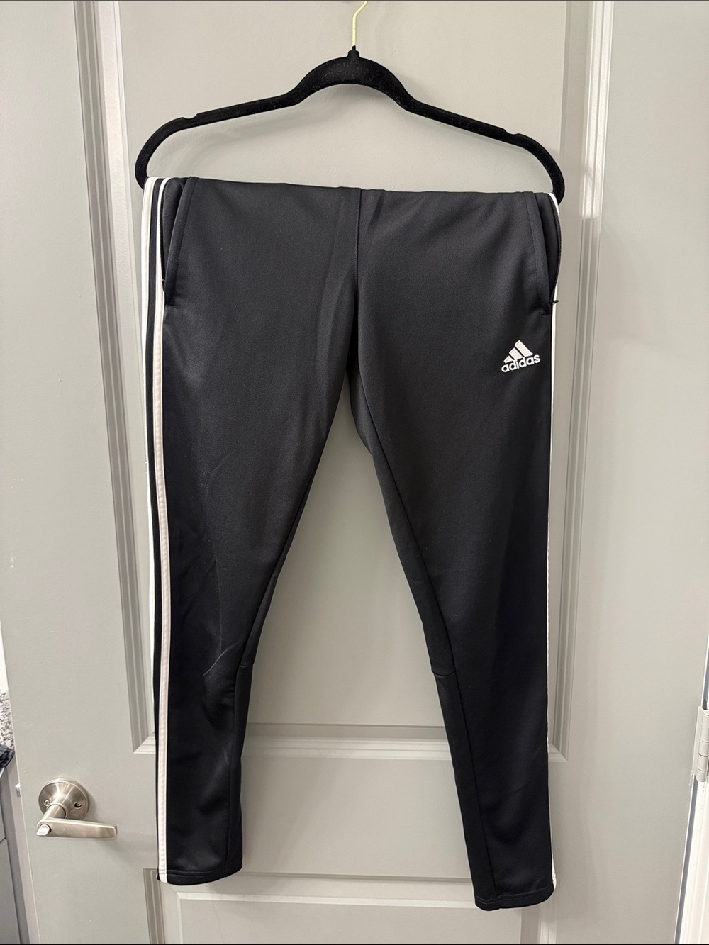 adidas Black Joggers with White Side Stripes